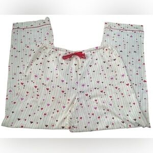 BedHead Heartstrings Pajama Pants Womens L Cotton Drawstring Sleep Valentines